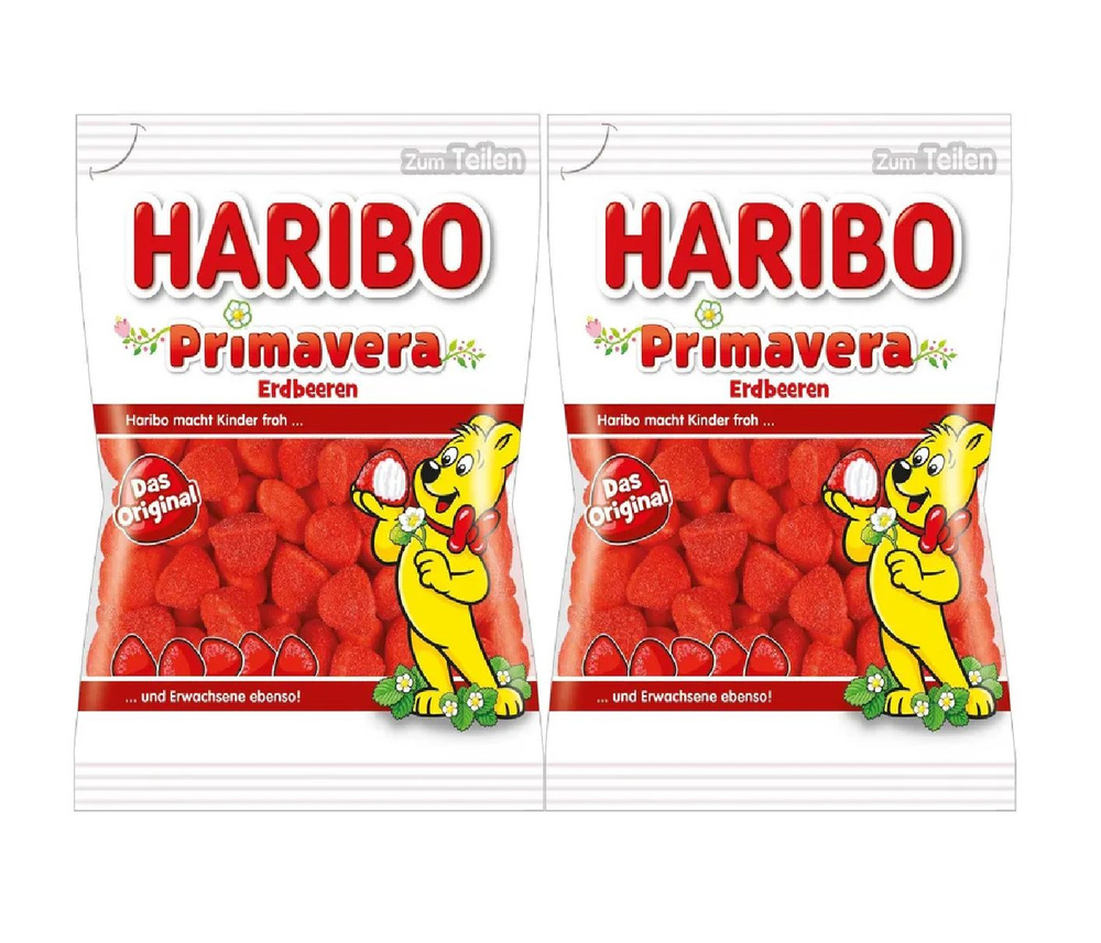 Мармелад Haribo Primavera Erdbeeren / Клубника Примавера 2 шт по 100гр  #1