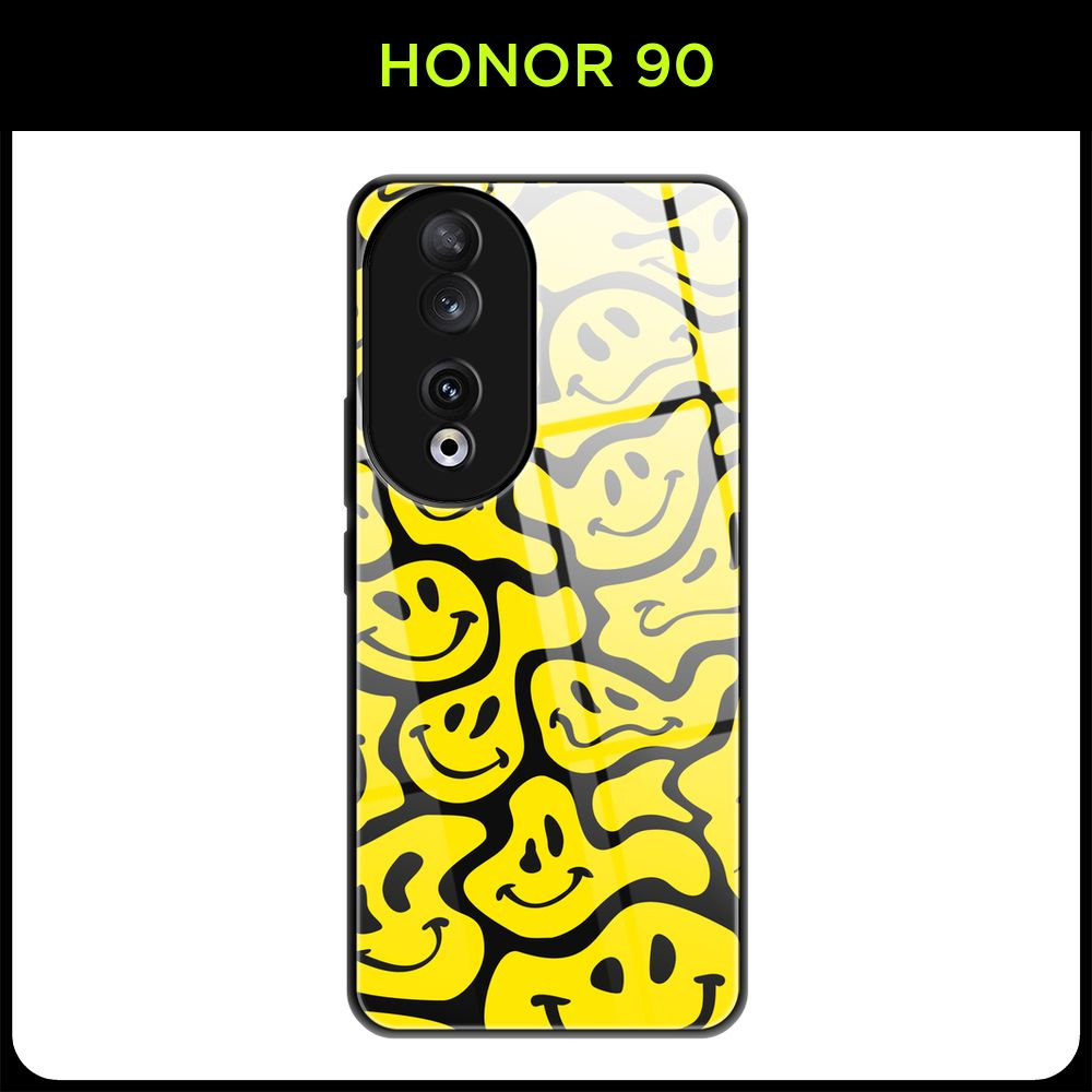 Стеклянный чехол на Honor 90 / Хонор 90 с принтом 