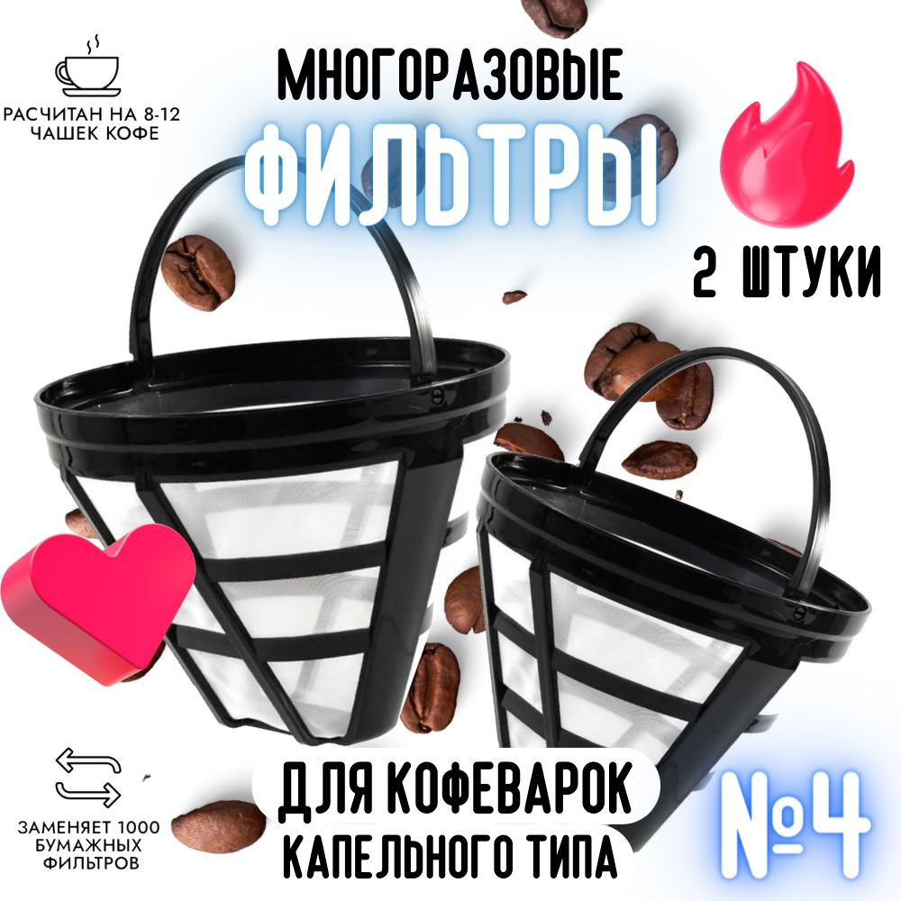 Фильтр ситечко для заваривания кофе № 4 многоразовый капельной ...