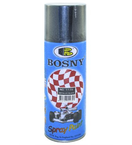 Аэрозольная краска Bosny BOSNY BS1139 акриловая черный металлик, 400мл ...