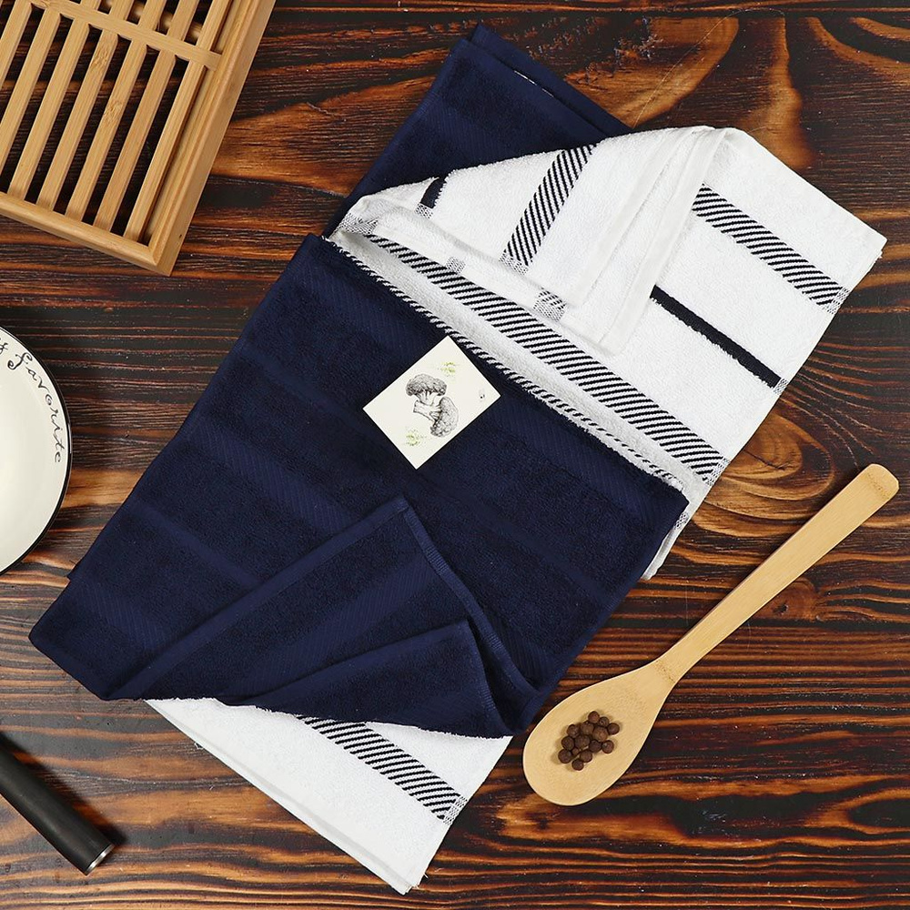 Набор полотенец кухонных 4 шт, 30х60 см, махровый, 100% хлопок, 420 г/м2, Barkas, черничный #1
