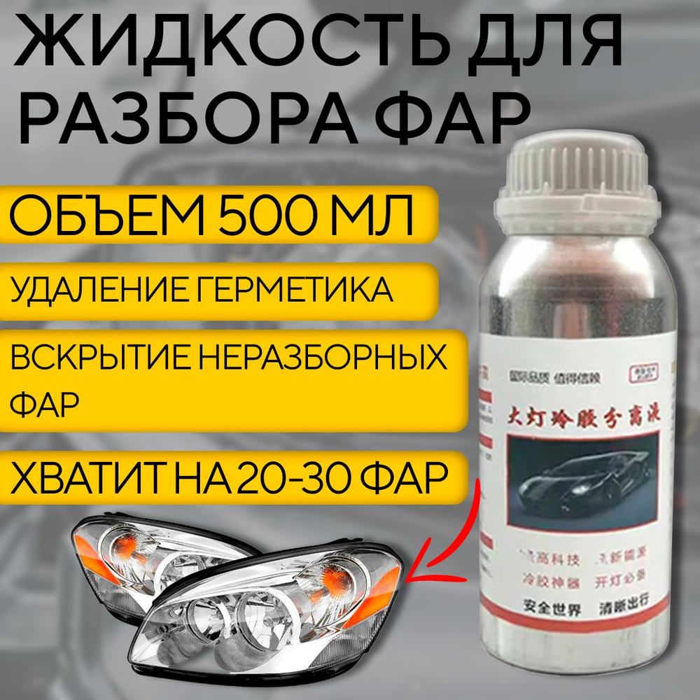 Cостав для вскрытия неразборных фар, жидкость для разбора фар на ...
