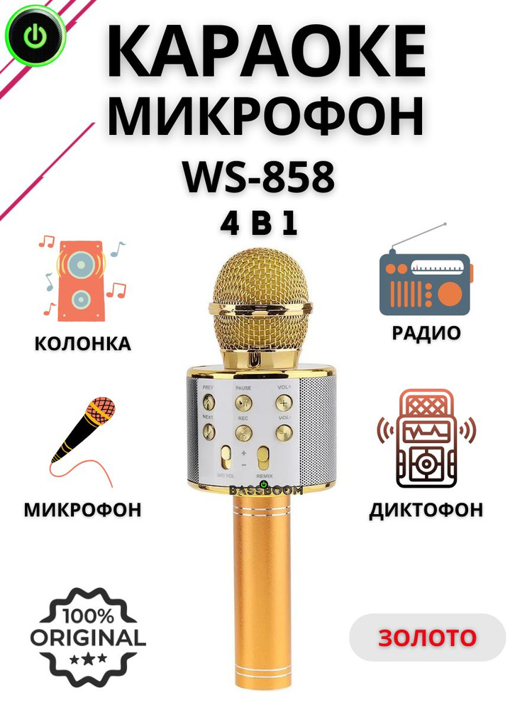 Микрофон универсальный Micro Портативный беспроводной караоке ws 858 ...