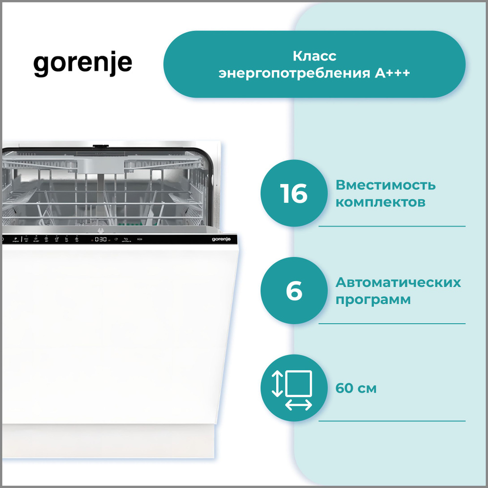 Встраиваемая посудомоечная машина Gorenje GV 643D60, серый металлик купить  по выгодной цене в интернет-магазине OZON (1307420026)