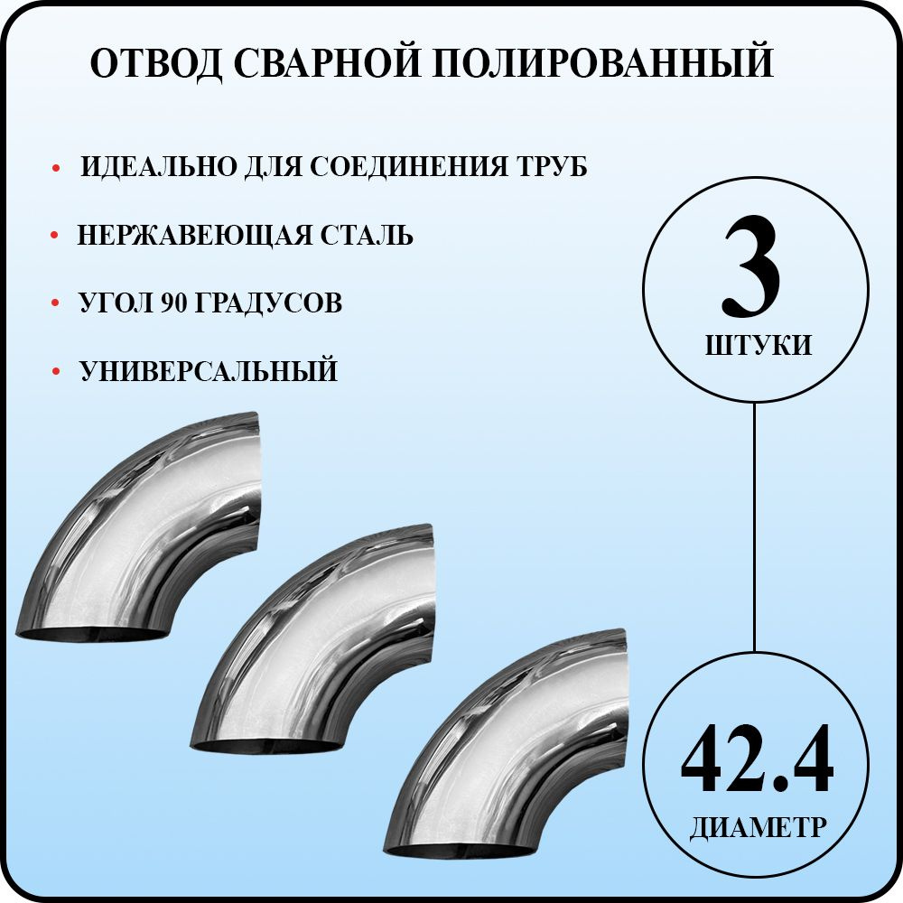 Отвод сварной 90 градусов нержавейка 3 шт. #1