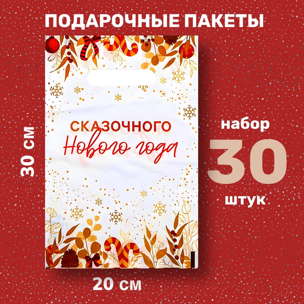 Пакет подарочный 20*30 см, 30 шт. #1