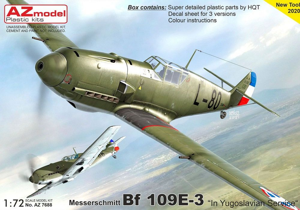 Сборная модель самолета AZmodel Bf 109E-3 In Yugoslavian service, масштаб 1/72  #1