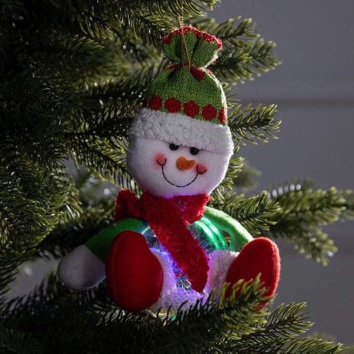 Елочная игрушка Luazon Lighting "Снеговичок", на батарейках, мульти-свечение  #1