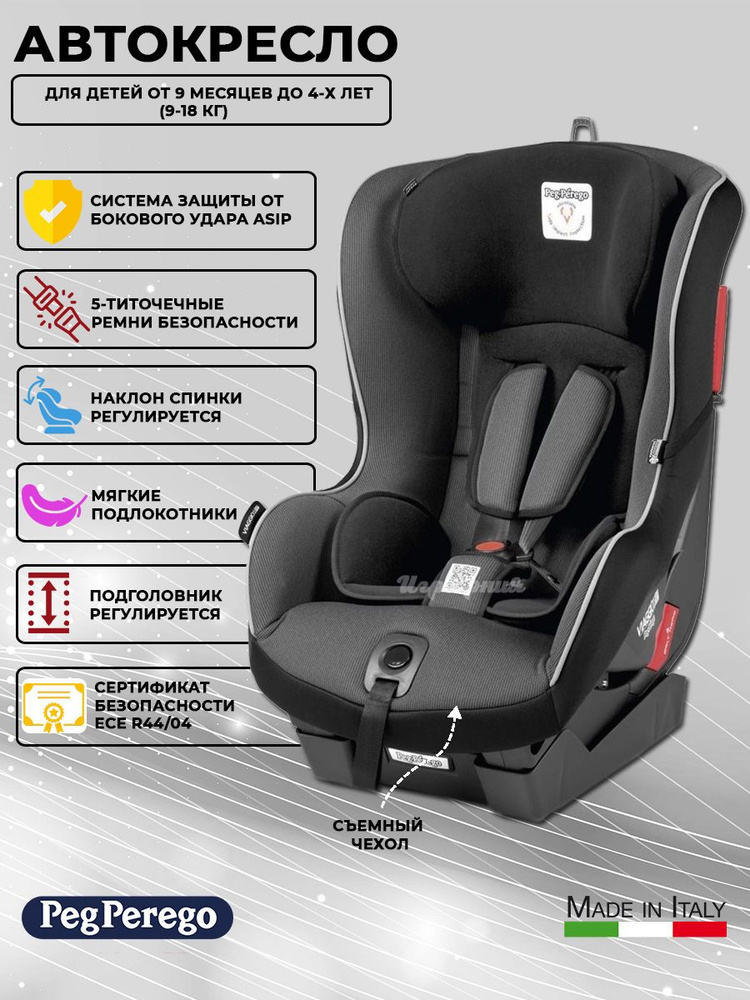 Детское автокресло Peg Perego Primo Viaggio 1 Duo-Fix K Black группа 1 ...
