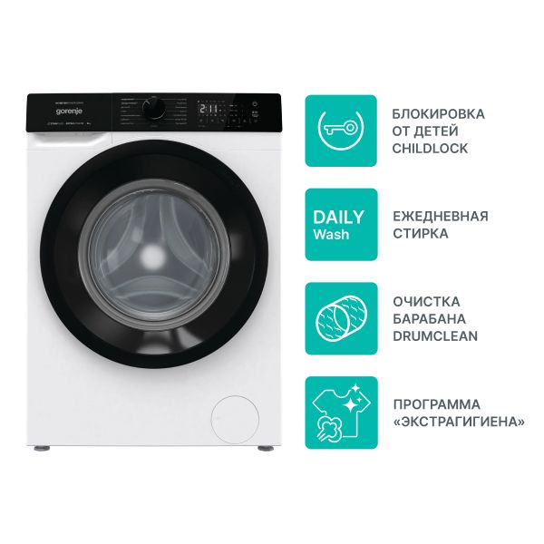 Стиральная машина Gorenje WNHA62SAS, белый, черный - купить по выгодной ...