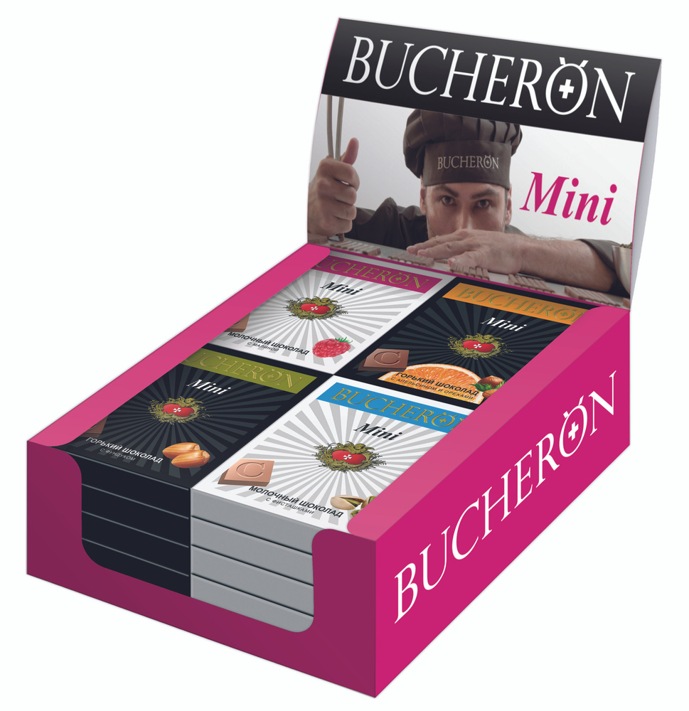 Шоколад BUCHERON АССОРТИ mini 24шт*45гр (4 вкуса по 6 плиток)