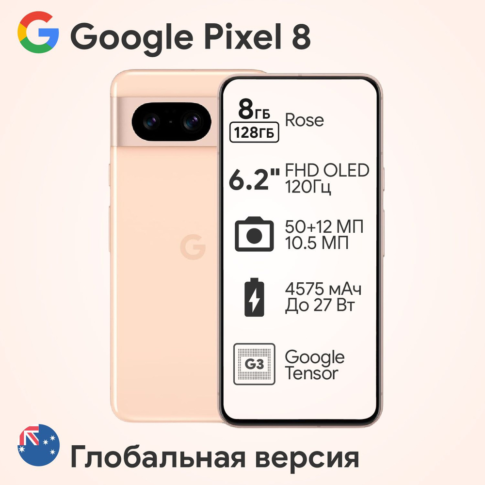 Смартфон Google Pixel 8 128 ГБ 8 ГБ Розовый 6.2 OLED/AMOLED