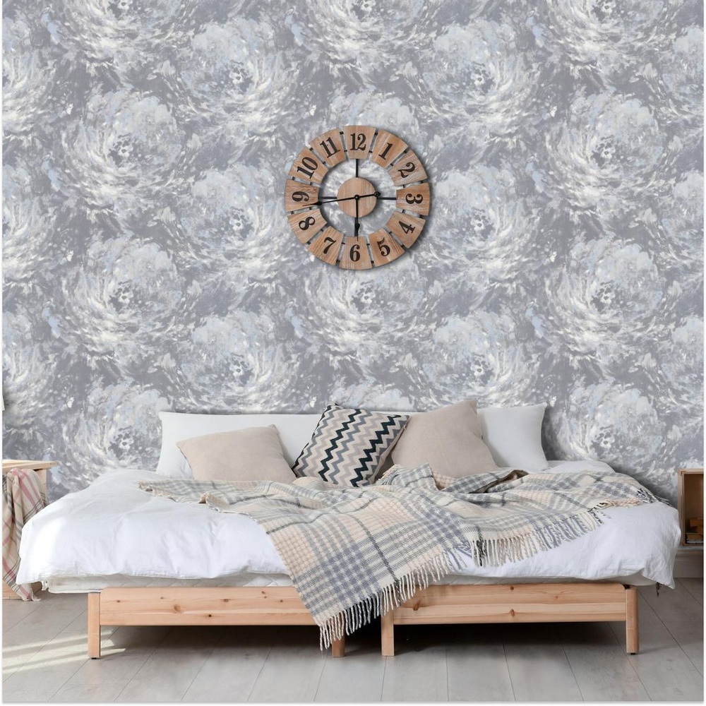 Обои, Винил на флизелине, (1,06х10 м), Камилла (серый фон), Wall Decor ...