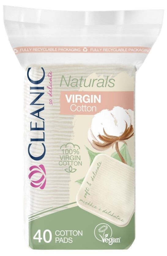 Cleanic Ватные диски гигиенические Naturals Virgin Cotton, прямоугольные, 40 шт.  #1