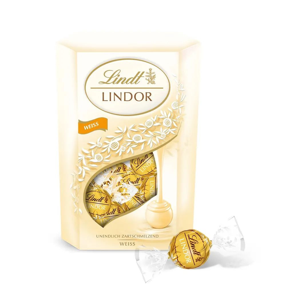 Шоколадные конфеты Lindt Lindor (Линдор) белый шоколад с нежной тающей ...