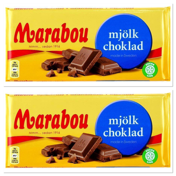 Шведский молочный плиточный шоколад Marabou Mjolkchoklad (Марабу), (2 ...
