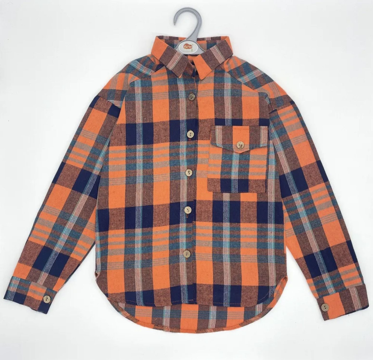 Код товара: 994310163 Оранжевая рубашка в полоску для мальчиков 