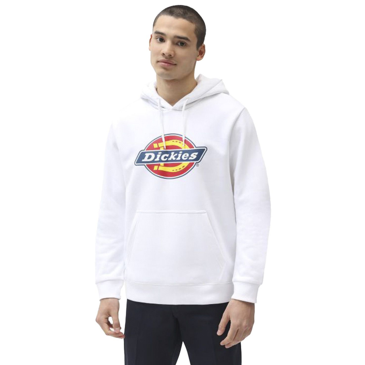 Мужское худи Dickies ICON LOGO HOODIE. Бренд Dickies уже почти 100 лет является синонимом стиля трудового класса Америки, заявив о себе как о выскокачественной, удобной и прочной рабочей одежде, впоследствии стал частью уличной моды на всём Западном полушарии. Классическая толстовка свободного кроя, выполненная из натурального хлопка с крупным принтом в виде логотипа Dickies на груди - отличный выбор на каждый день. Состав: 60% хлопок, 40% полиэстер. Магазин Superstep.