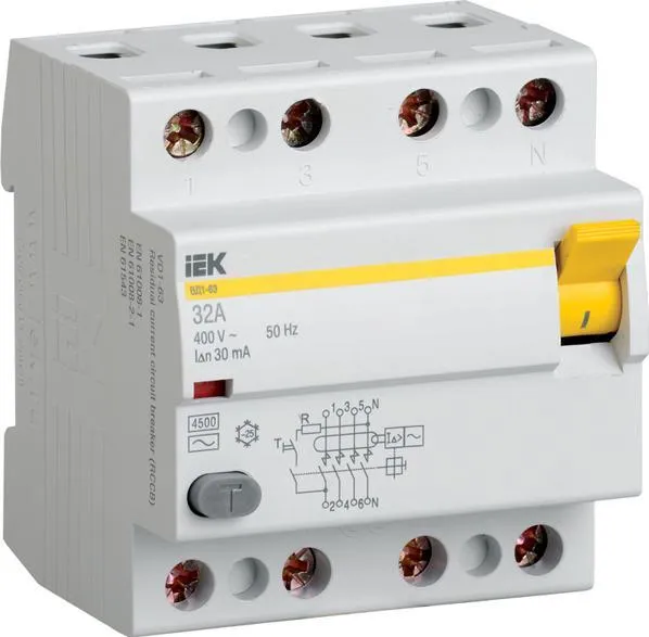 УЗО IEK ВД1-63 4P 32А 30мА класс AC, вариант