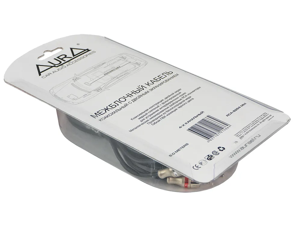 Кабель RCA, 4 канала, 5м, коаксиальный, бескислородная медь, двойной экран, AurA RCA-B254 MkII, 5 м, фото 3