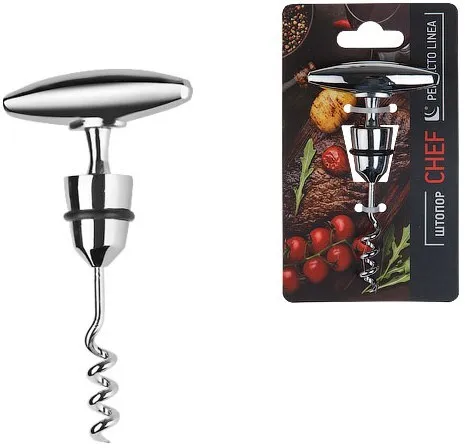 PERFECTO LINEA Металлический винный штопор - пробка - открывашка для вина Chef (21-100001), вариант, фото 5