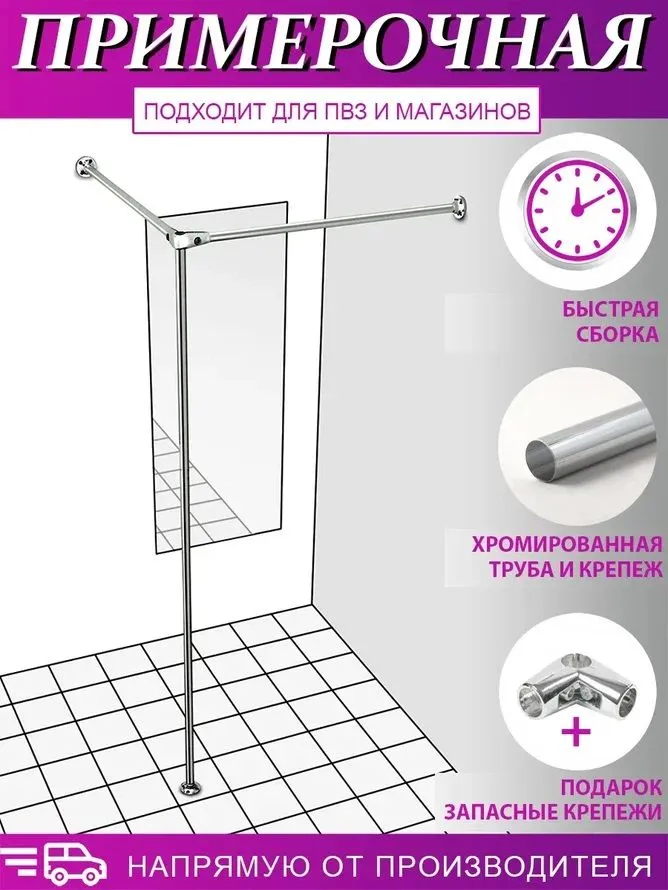 djoker ЕЗ Примерочная кабина,100х100х200см, 100x100x200 см, фото 2