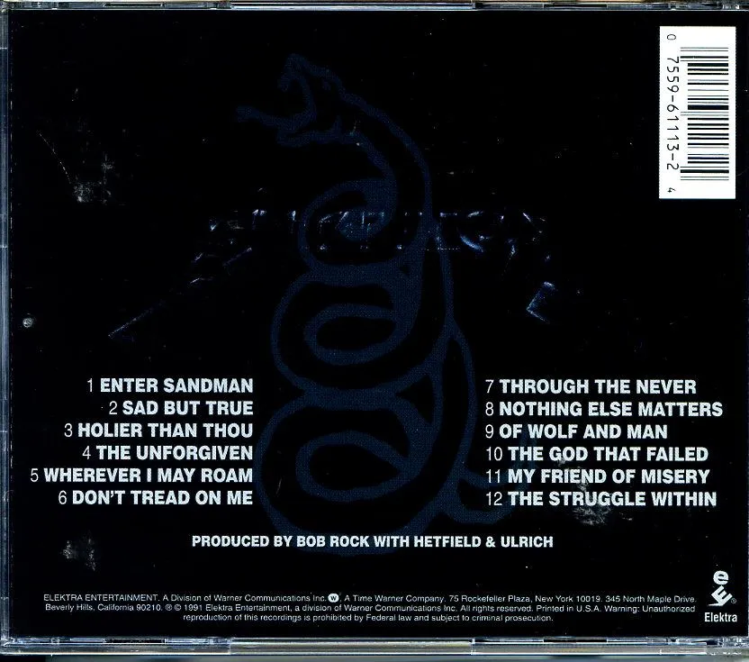 METALLICA - Metallica (The Black Album) 1991 г, черный, фото 2