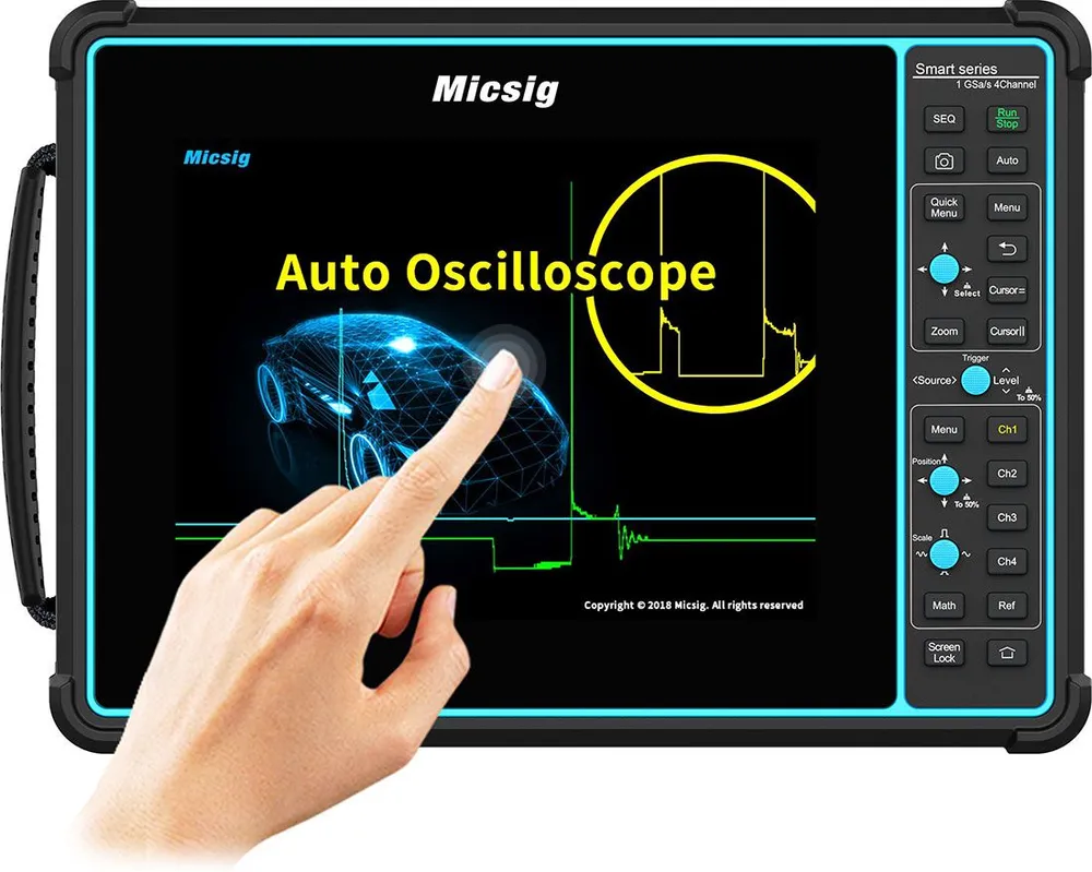 Осциллограф для автосервиса планшетный мотор-тестер цифровой Micsig SATO1004 (100 МГц, 4 канала, сенсорный экран, аккумулятор, wi-fi, hdmi, русский язык), вариант