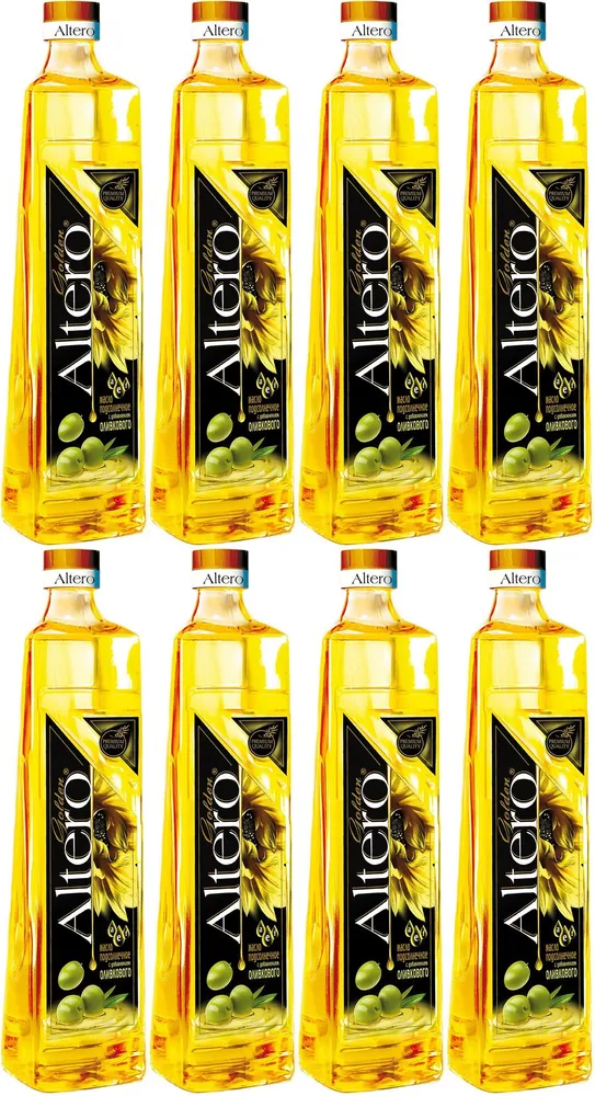 Масло подсолнечное Altero Golden с добавлением оливкового рафинированное дезодорированное, комплект: 8 упаковок по 810 мл, 810 мл