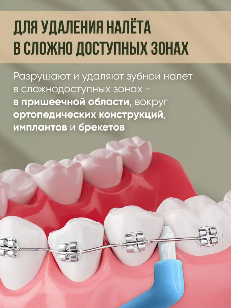 Монопучковая щетка ортодонтическая, щетка для брекетов, набор 3 шт., 3 шт, фото 3