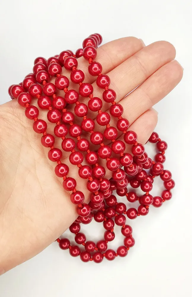 Бусы длинные, 150 см, красные, Звёздочка, красный, фото 2