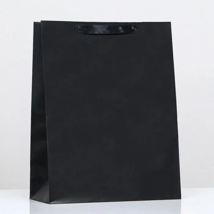 Пакет подарочный, Чёрный, 31 х 40 х 14 см, 31x40x14 см, фото 4