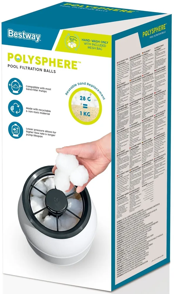 Наполнитель Polysphere (шарики) для песочных фильтров 500гр 58475 (эквивалент 18кг песка), мешочек для стирки, 500 г, 18 кг, фото 6