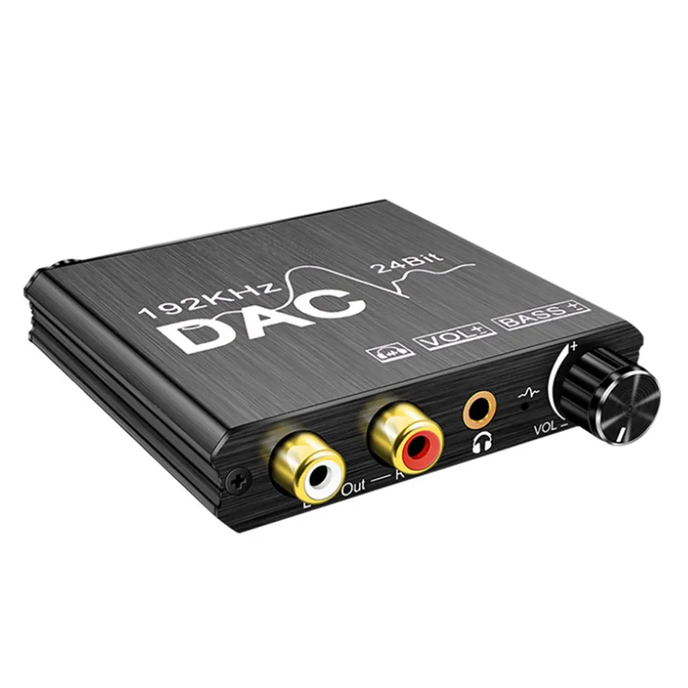 Конвертер переходник звуковой с оптики (Toslink/SPDIF) на jack 3.5mm (AUX) RCA, регулятор звука и баса, вариант