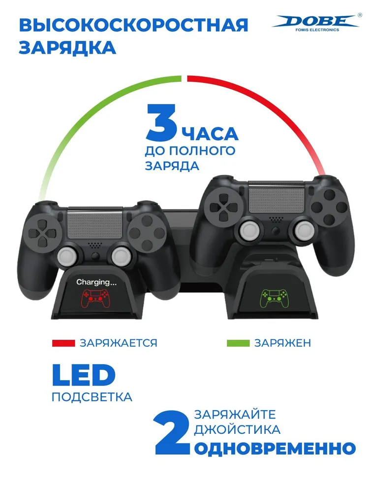 Многофункциональный стенд Dobe для PS4 Slim/Pro с охлаждением и док-станцией с индикацией зарядки для 2-х DualShock 4, вариант, фото 6
