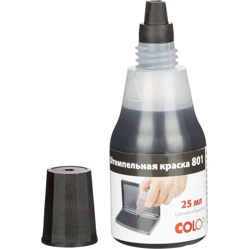 Краска штемпельная Colop 801 на водной основе, цвет ЧЕРНЫЙ, 25 мл, 25 мл, фото 6