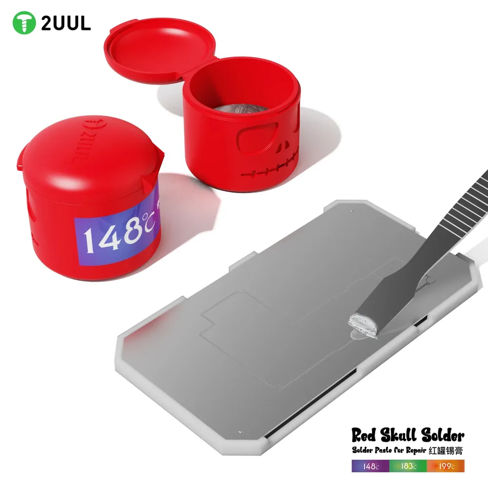 Низкотемпературная паяльная паста 2UUL RED Skull (50г) 148C, 50 г, фото 4