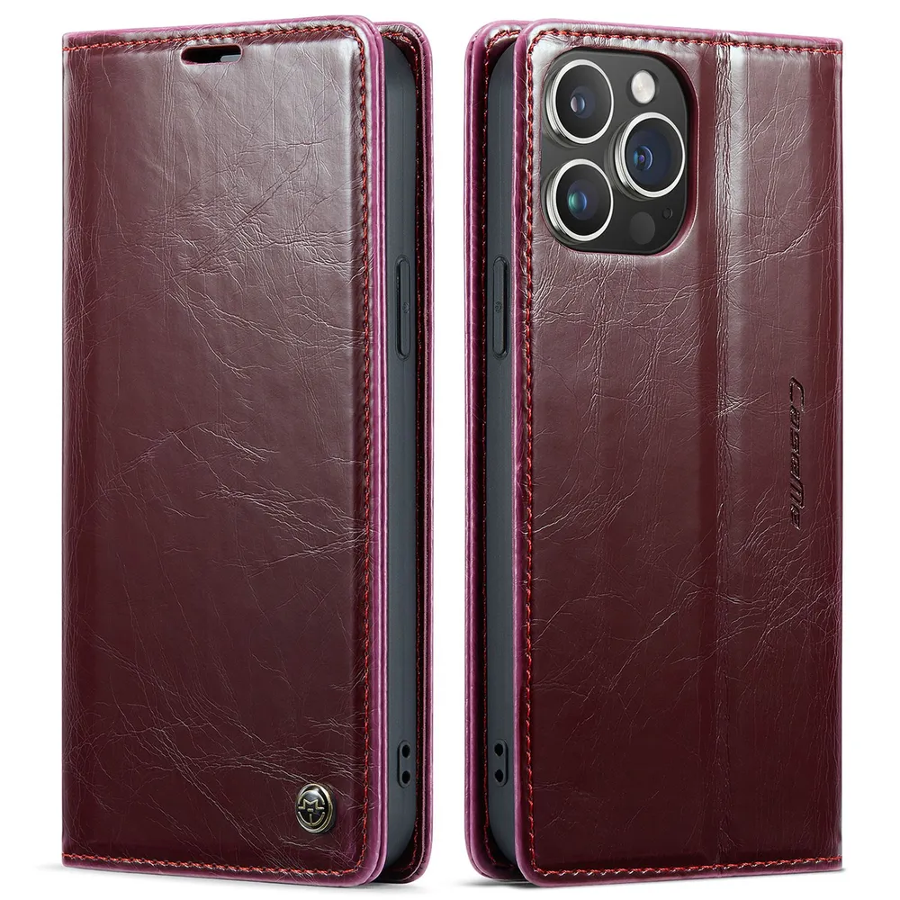 Caseme Кожаный книжка чехол для iPhone 15 Pro / Aйфон 15 про с визитницей из экокожи, вариант