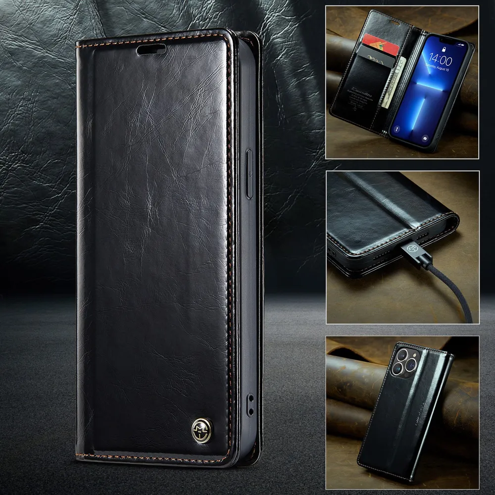 Caseme Кожаный книжка чехол для iPhone 13 Pro / Aйфон 13 про с визитницей из экокожи, вариант, фото 2