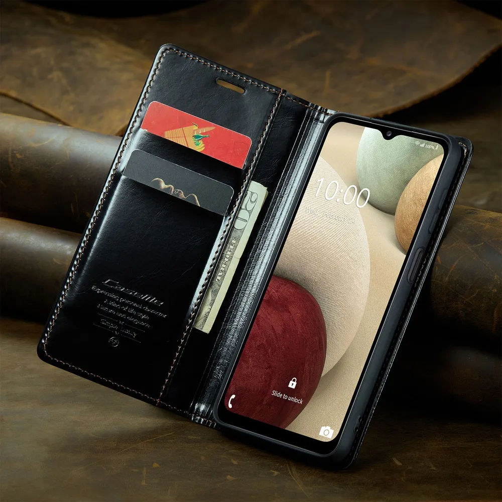 Caseme Кожаный книжка чехол для Samsung Galaxy A12 5G с визитницей из экокожи, 5 г, фото 5