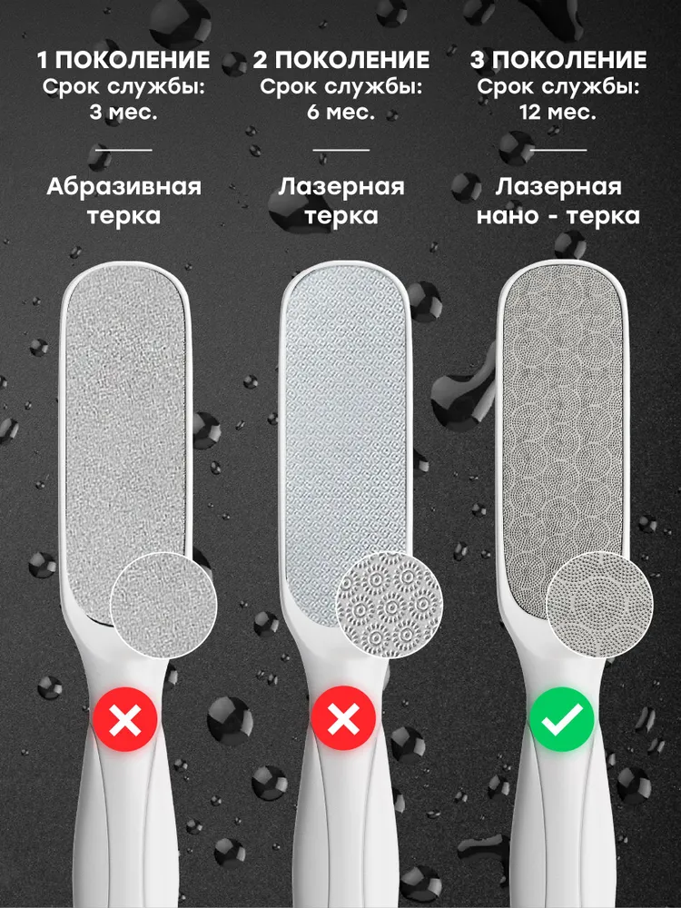Лазерная педикюрная терка пемза пилка для ног или пяток металлическая двухсторонняя, вариант, фото 4