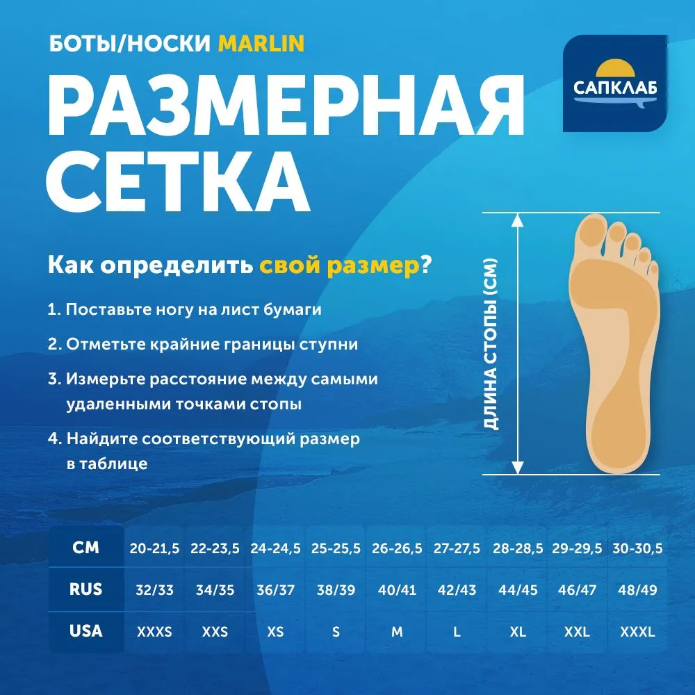 Гидроноски неопреновые Marlin ANATOMIC NYLON ECO 3 мм р-р 42-43 (L) / Неопреновые боты, гидрообувь для сапборда, дайвинга, sup, 42-43, 43 л, фото 2