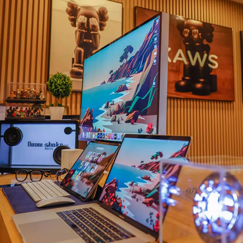 27" Интерактивная видеопанель Kuycon G27P, 5120x2880 5K / IPS / 99% P3, Не включает базу (Монитор Kuycon G27P), IPS, 5120x2880 5K, 60 Гц, Изогнутый экран, серебристый, белый, 5120x2880, фото 4