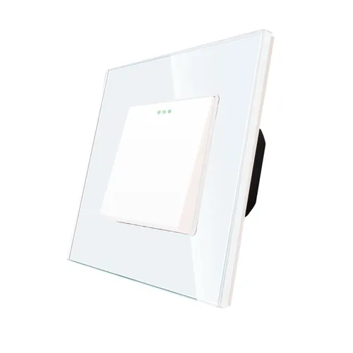 Выключатель одноклавишный панель закаленное стекло белый 1шт.