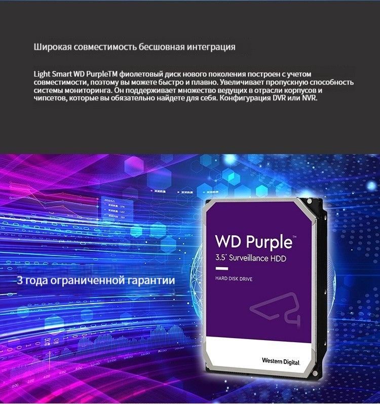 8 ТБ Внутренний жесткий диск Western Digital PURPLE/WD (WD82EJRX ...