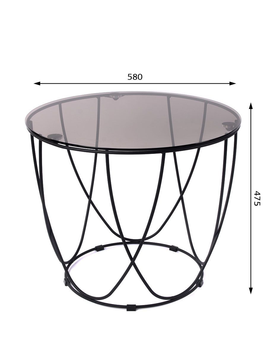 Журнальный столик металлический со стеклом круглый