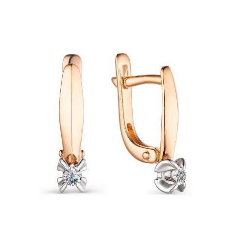 АЛЬКОР Золотые серьги 585 женские с 2 бриллиантами - купить с доставкой ...