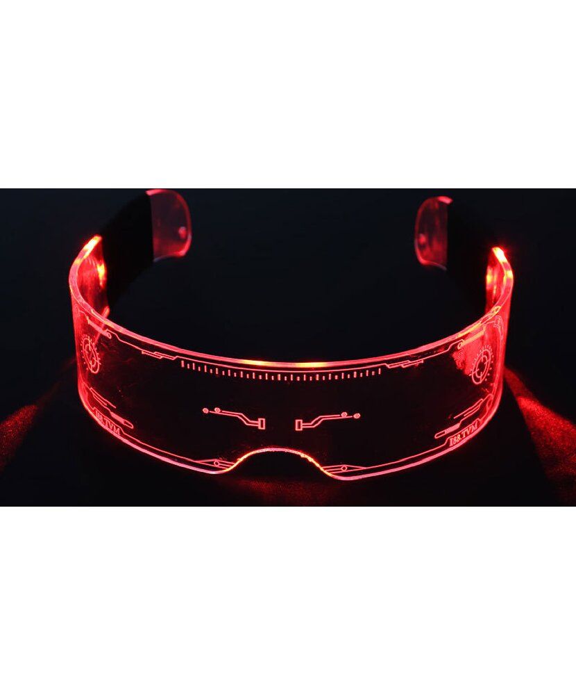 Светящиеся LED киберпанк очки / Прозрачные неоновые очки с подсветкой 7 ...