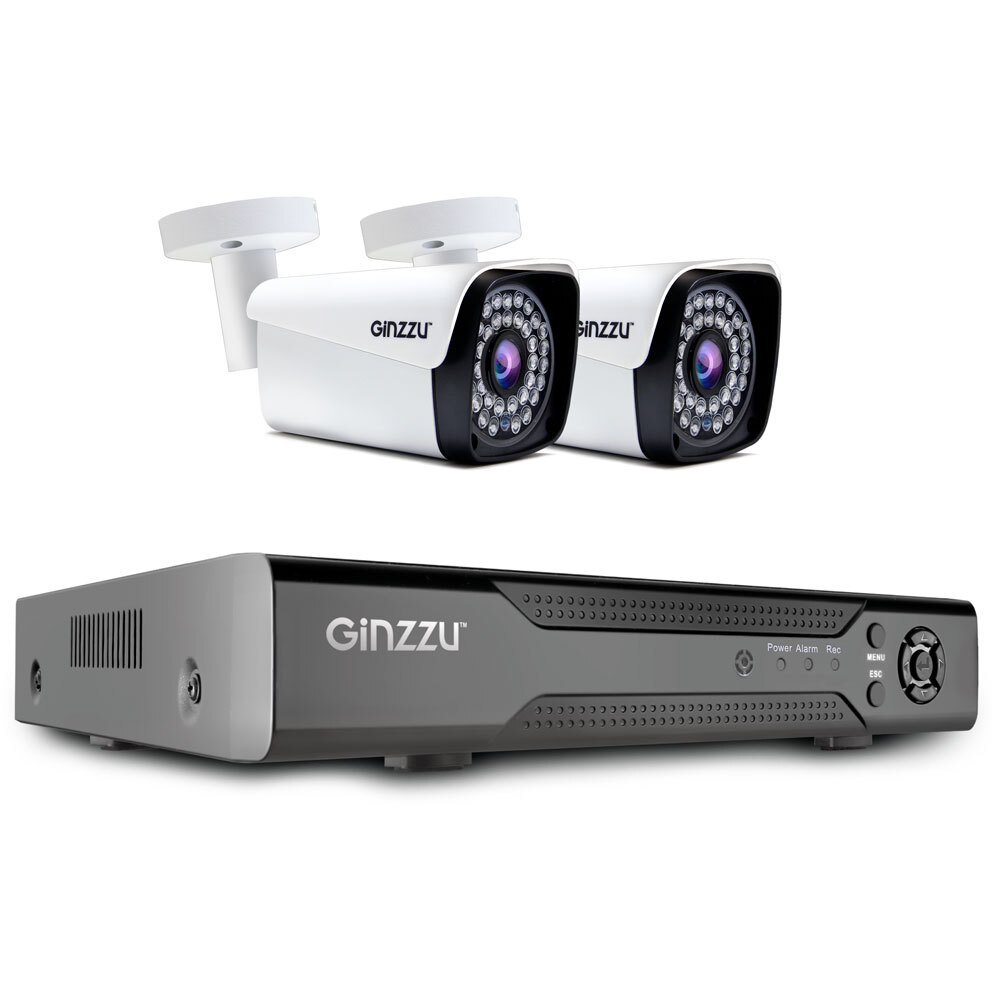 Готовый комплект видеонаблюдения Ginzzu HK-421N, 4ch, 1080N, HDMI,2улич кам 2.0Mp, IR30м  #1