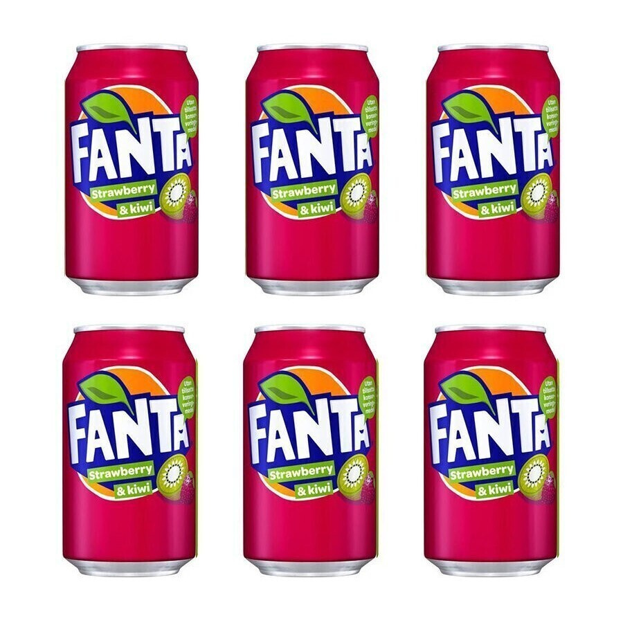 Газированный напиток Fanta Strawberry&Kiwi (Фанта Клубника&Киви) / 6 банок по 330 мл.  #1